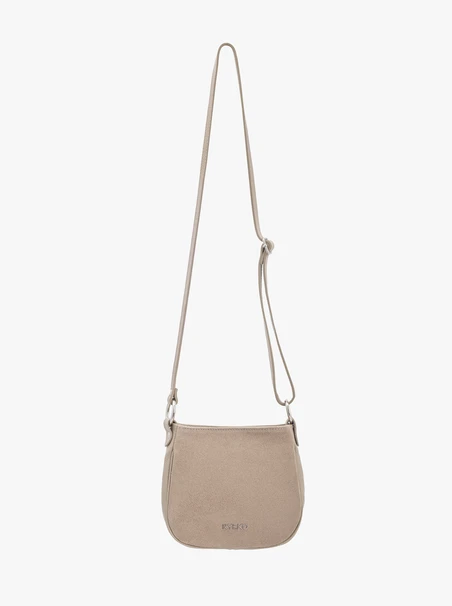 Beige leather and velour handbag