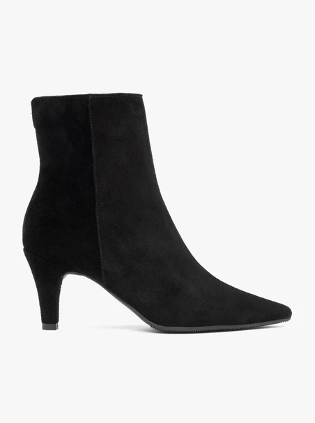 Schwarze hohe Stiefeletten mit Stilettoabsatz