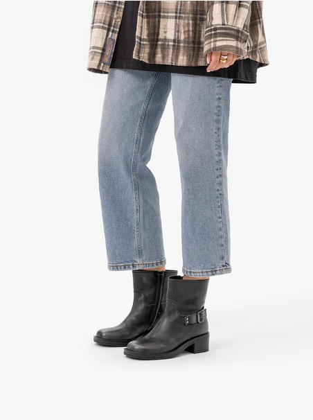 Schwarz-graue Biker-Stiefeletten
