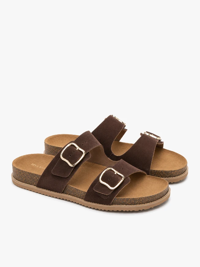 Kastanienbraune Flip-Flops mit zwei Riemen