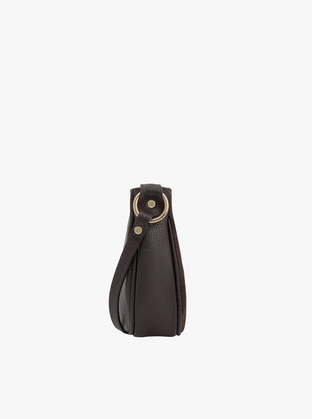 Brown leather and velour handbag