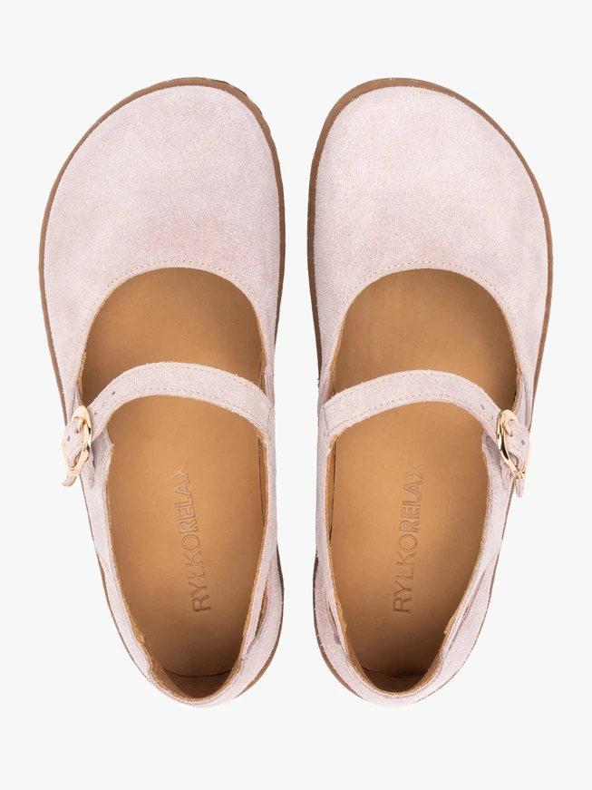 Rosa Barfuß-Ballerinas aus Veloursleder