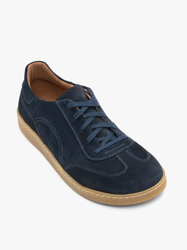 Marineblaue Barfußschuhe aus Veloursleder