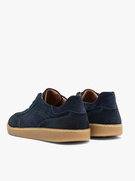 Marineblaue Barfußschuhe aus Veloursleder