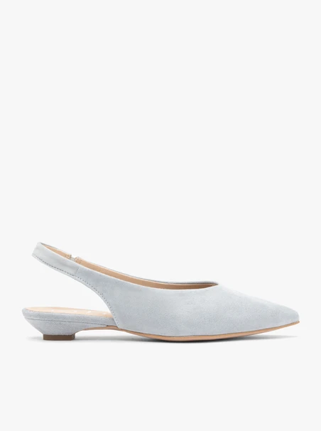 Light blue pointed slingback pumps