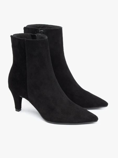 Schwarze hohe Stiefeletten mit Stilettoabsatz