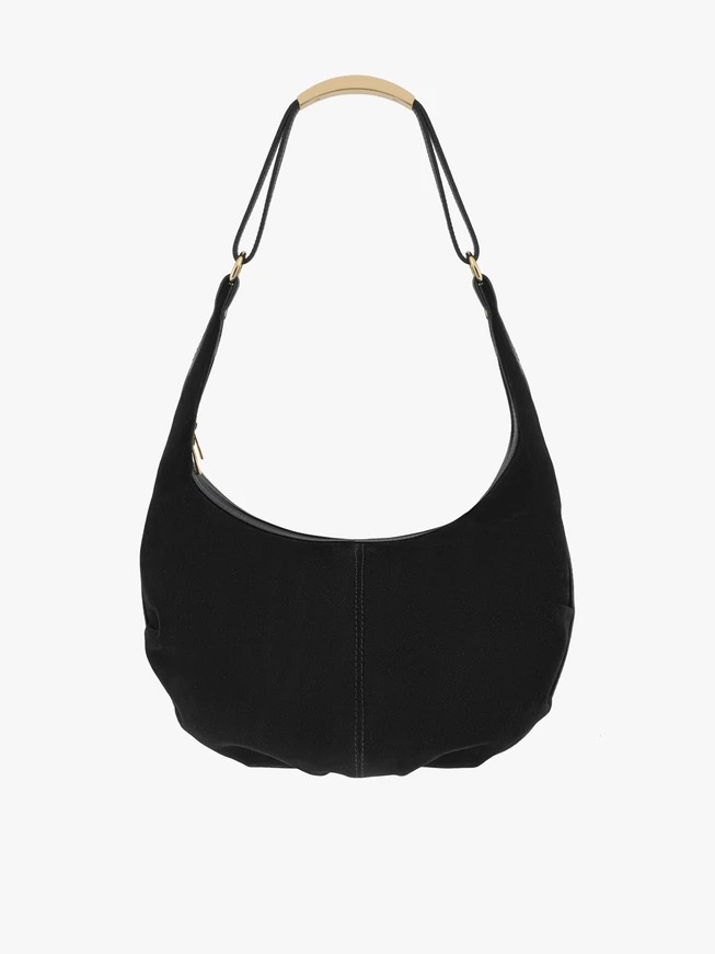 Handtasche aus schwarzem Leder und Velours