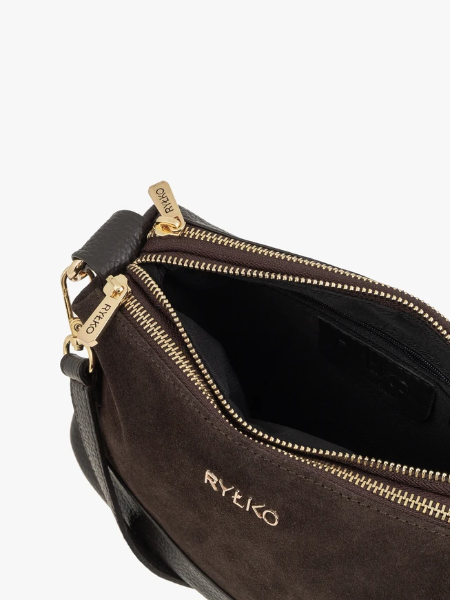 Ryłko Brown Leather &amp; Suede Shoulder Bag