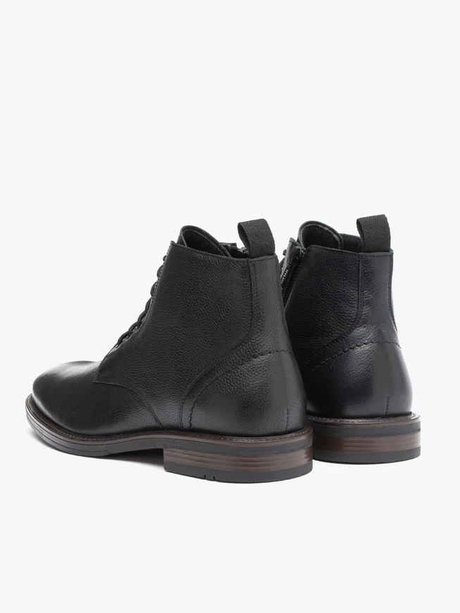 Black grain leather boots