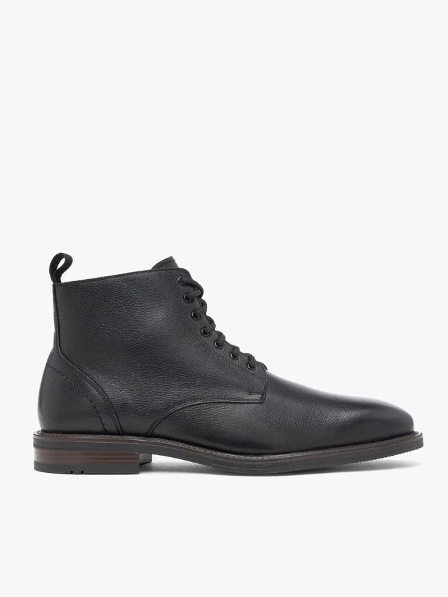 Black grain leather boots