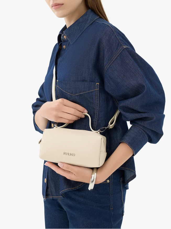 Cream Leather Small Shoulder Bag