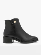 Schwarze Stiefel mit Absatz aus genarbtem Leder