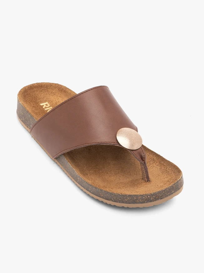 Braune Leder-Flip-Flops