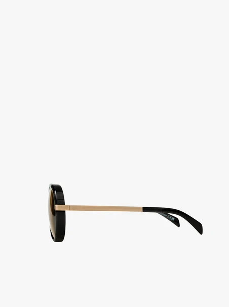 Czarne okulary unisex aviator z żółtymi szkłami