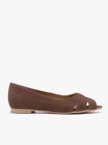 Brązowe baleriny peep toe