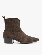 Brown crocodile leather print boots