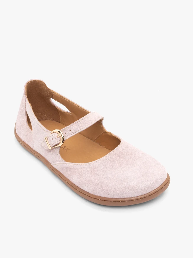 Rosa Barfuß-Ballerinas aus Veloursleder