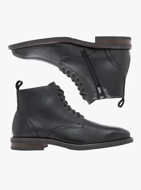 Black grain leather boots