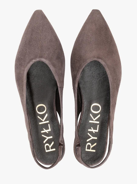 Ciemnobrązowe czółenka slingback w szpic