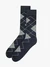 Navy blue cotton socks with a diamond pattern