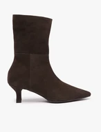 Dunkelbraune hohe Stiefeletten mit Stilettoabsatz