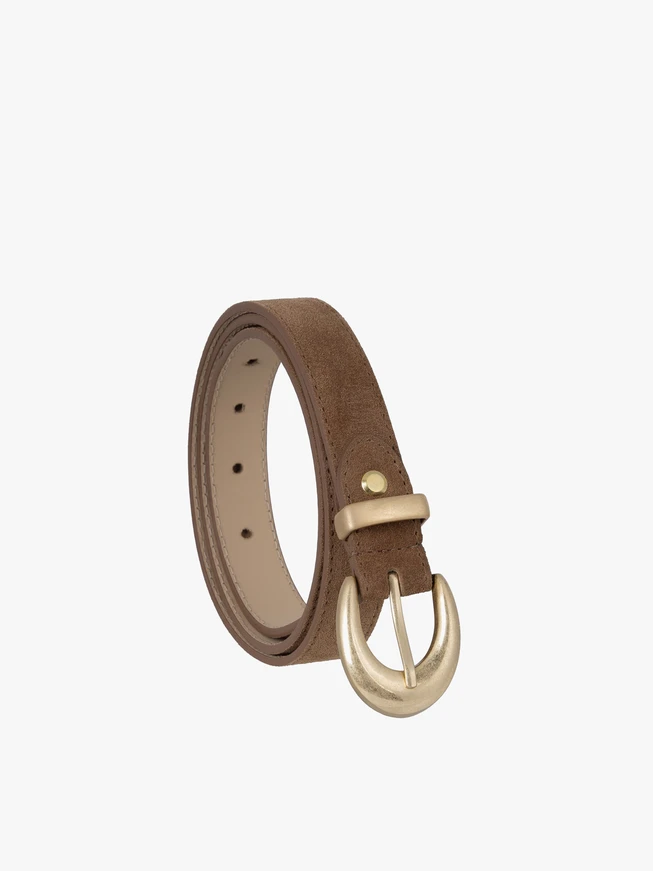 Dark beige suede leather belt