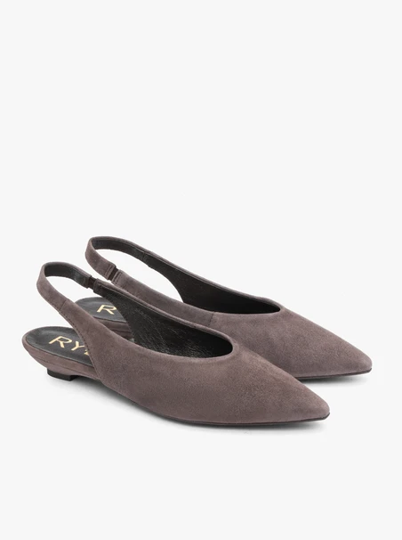Ciemnobrązowe czółenka slingback w szpic