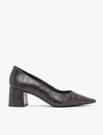 Dunkelbraune Pumps mit Krokodilleder-Optik