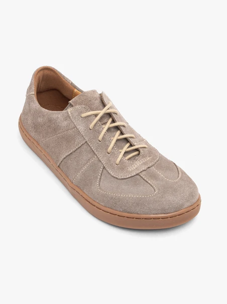 Barfuß Halbschuhe aus grauem Veloursleder