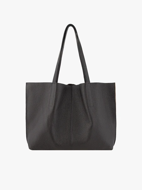 Dunkelbraune Leder-Shopper-Tasche