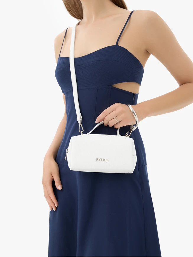 Weiße kleine Lederhandtasche