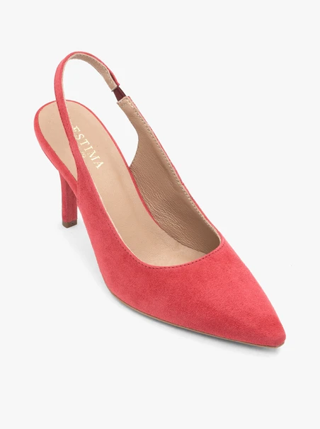 Czerwone czółenka bez pięty slingback