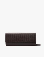 Dark brown clutch bag crocodile leather design
