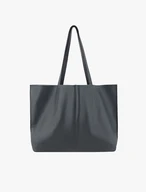 Dunkelgraue Leder-Shopper-Tasche