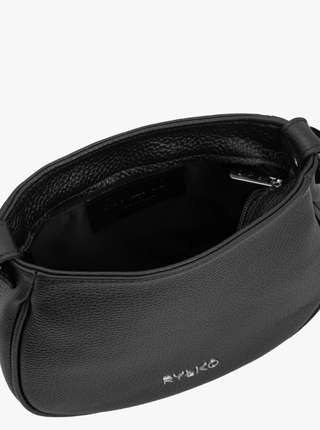 Black grain leather handbag