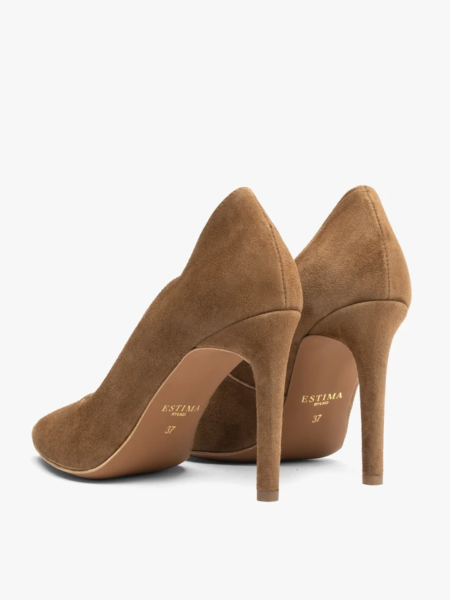 Brown grain leather pumps with stiletto heel