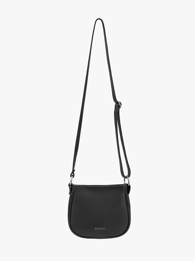 Black grain leather handbag