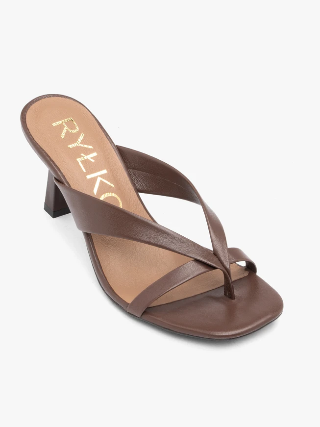 Dunkelbraune Flip Flops mit Absatz