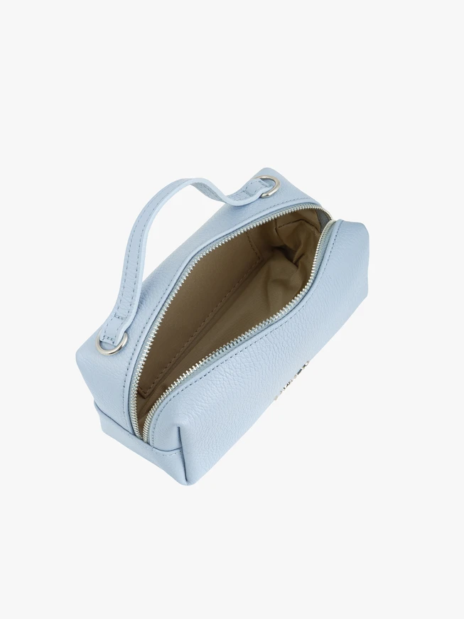 Kleine blaue Lederhandtasche