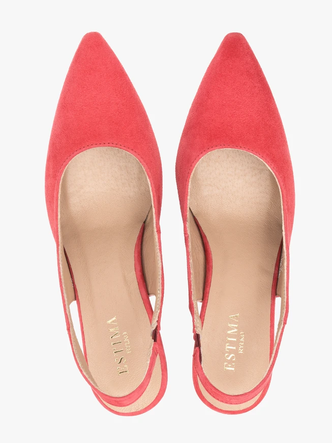 Rote Slingback-Pumps ohne Absatz