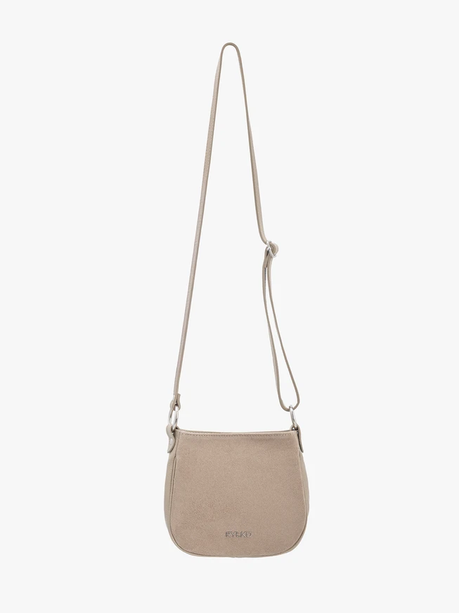 Beige leather and velour handbag