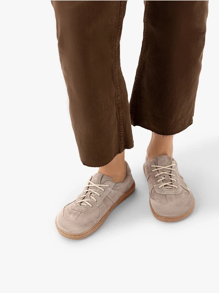 Szare półbuty ze skóry welurowej barefoot