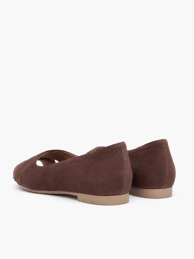 Braune Peep-Toe-Ballerinas
