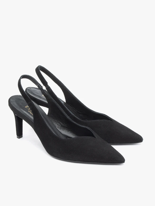 Czarne czółenka slingback na szpilce