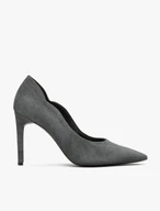 Graphite velour leather pumps with stiletto heel