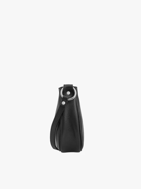 Black grain leather handbag