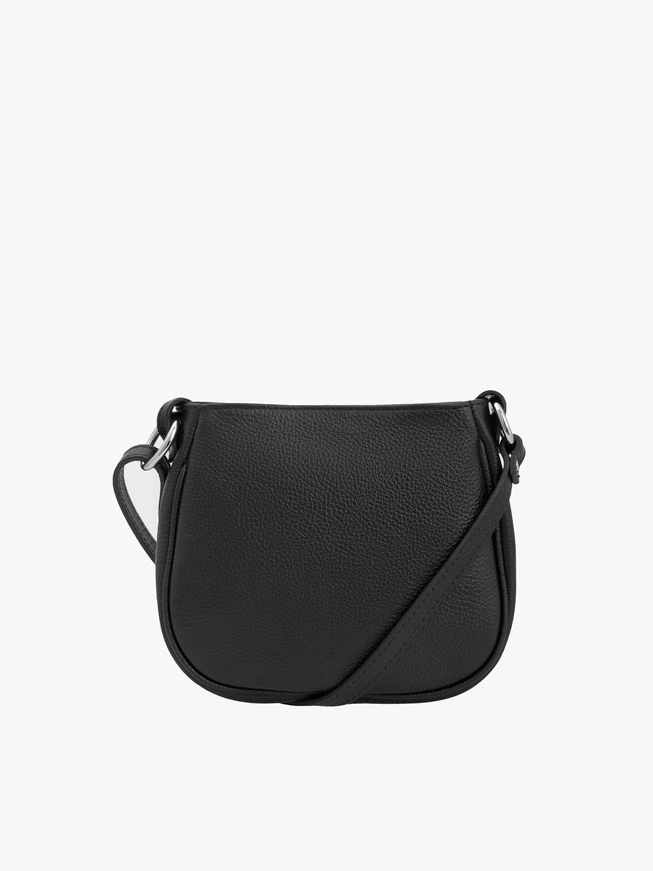 Black grain leather handbag