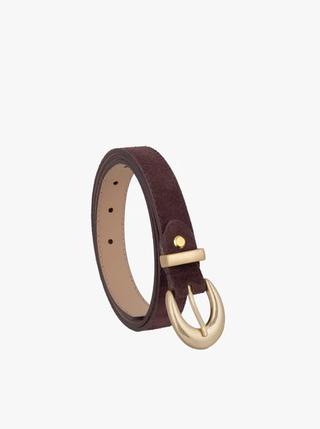 Burgundy suede leather belt