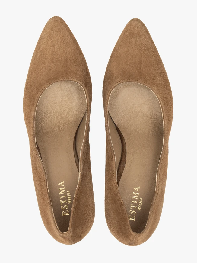 Brown grain leather pumps with stiletto heel
