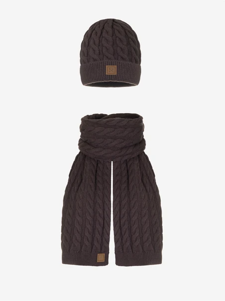 Brown hat and scarf set